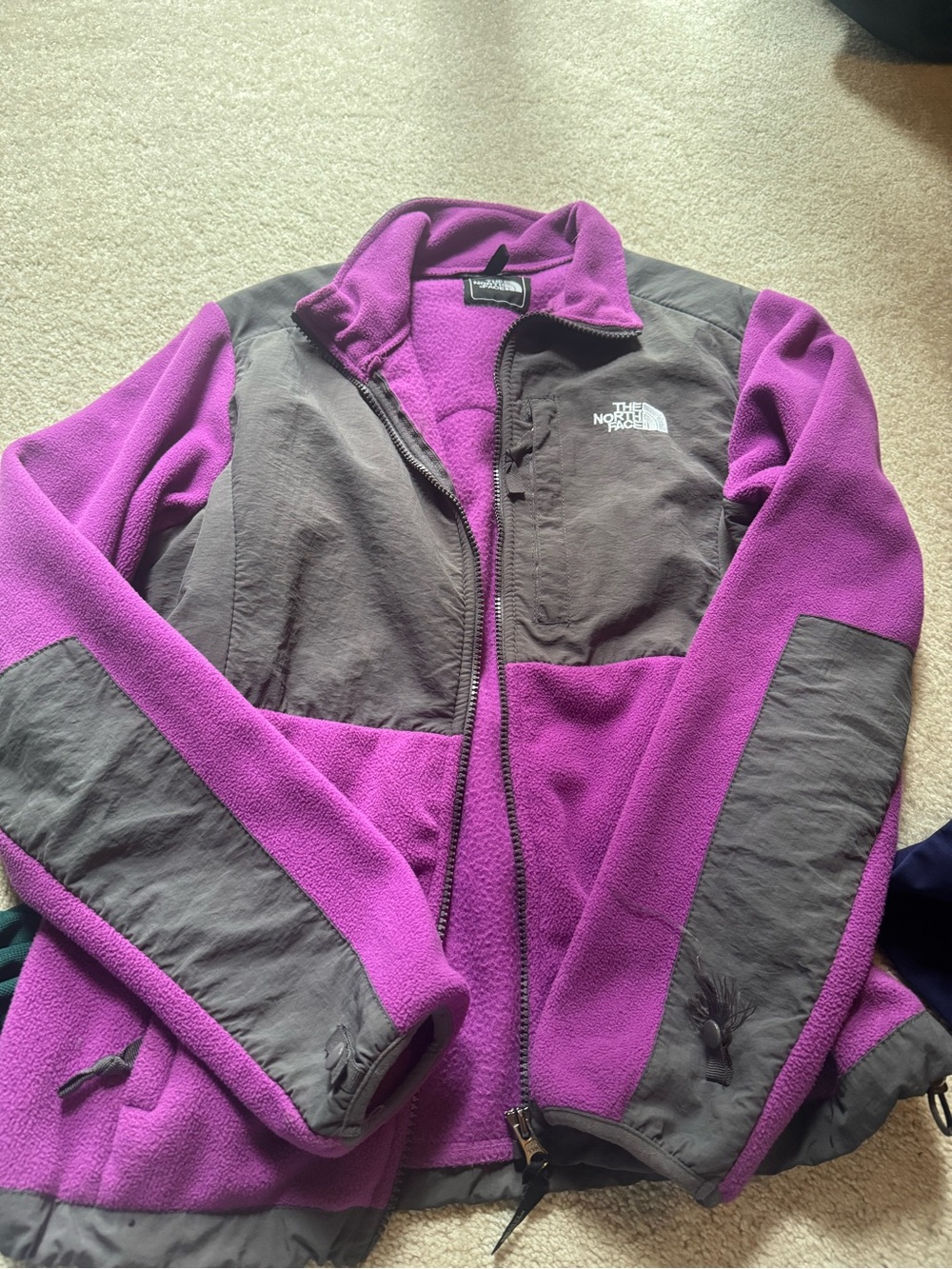 The North Face Purple and Gray Teddy Fleece Jacket